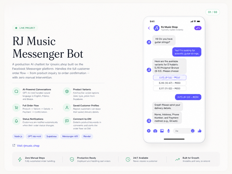 Messenger Order Bot screenshot